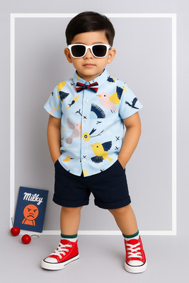 StyleDust Baby Boys & Baby Girls Casual Shirt Shorts(DOVEBIRD_SKY-BLUE)