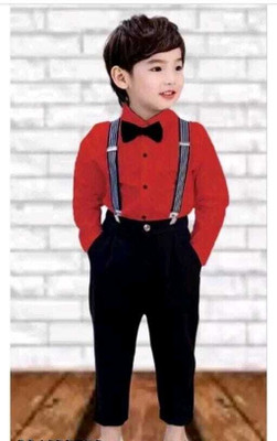JEKESHVI Baby Boys & Baby Girls Casual Belt Bow Tie(RED+BLACK)