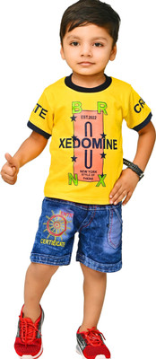 NIVARACREATION Baby Boys Casual T-shirt Pant(YELLOW)