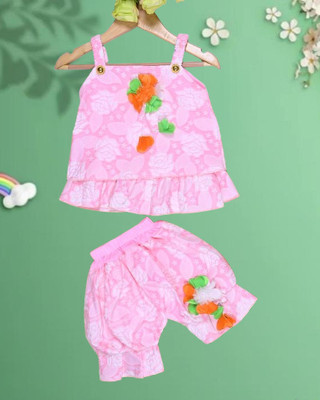 Funnyboo Baby Girls Party(Festive) Top Shorts(Pink)