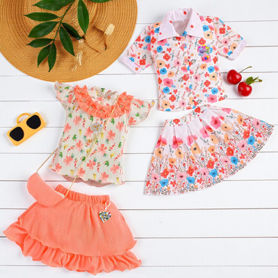HALDER Baby Girls Casual Top Skirt(Orange & Orange)