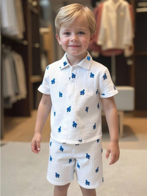 OptNshop Baby Boys Casual Shirt Shorts(Blue)