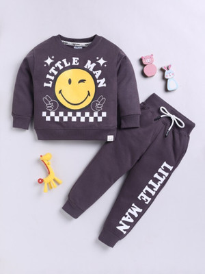 Happy Faces Boys Casual Sweatshirt Trouser(CHARCOAL)