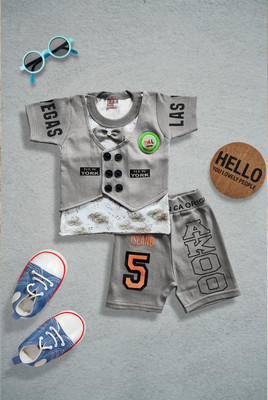 Stylecraze Baby Boys Party(Festive) T-shirt Shorts(GREY)