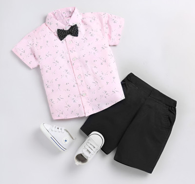 Kidsbrity Baby Boys & Baby Girls Party(Festive) Shirt Shorts(1001 PINK BLACK)