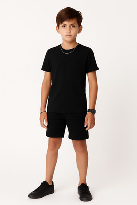 AARVOO Boys Casual T-shirt Shorts(BLACK)
