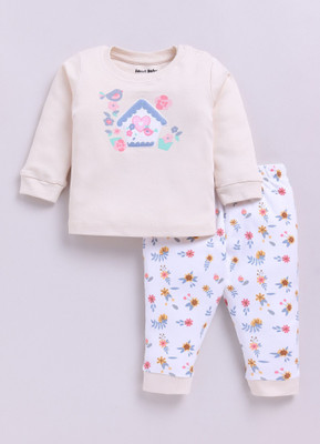 Smart Baby Baby Boys & Baby Girls Casual T-shirt Pyjama(Light Pink & White)