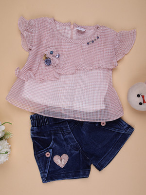 V-MART Baby Girls Casual Dress Legging(Peach)