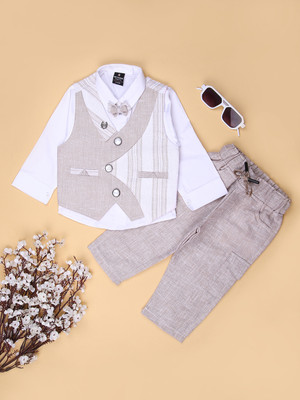 V-MART Baby Boys Casual Shirt Pant(Beige)