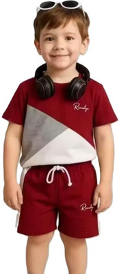 CHAIHAN HUB Boys & Girls Casual T-shirt Shorts(MAROON)
