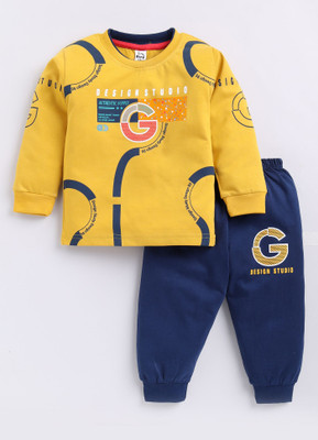 TINY BINY Boys Casual T-shirt Track Pants(Mustard)