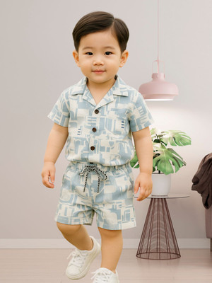 FASHION GRAB Baby Boys Casual Shirt Shorts(Blue1)