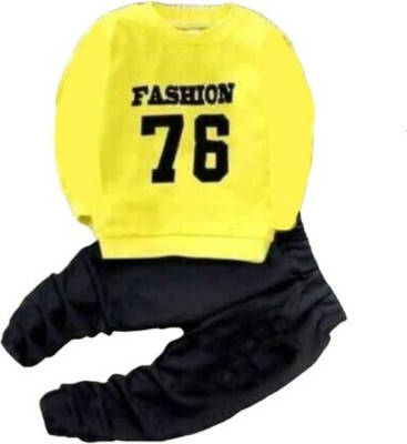 Jaganath Creations Baby Boys Casual T-shirt Pant(Yellow)
