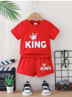 Tha kids Villa Boys & Girls Casual T-shirt Shorts(Red colour)