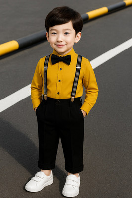 Bleckz Someck Boys Casual Shirt Pant(Yellow)