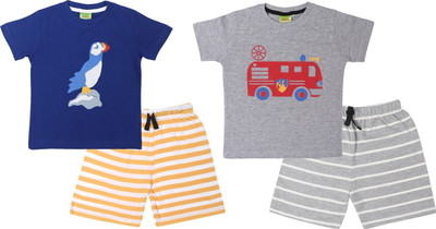 ShaishavWears Baby Boys Casual T-shirt Shorts(BlueA - GreyB)