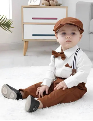 Bleckz Someak Baby Boys & Baby Girls Party(Festive) Shirt Pant(White)