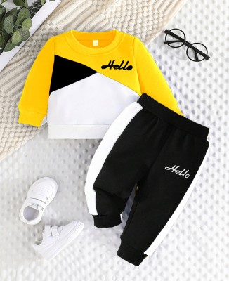 HDKFASHION Baby Boys & Baby Girls Casual T-shirt Track Pants(Yellow)