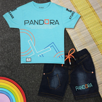 Worton Fashion Boys Casual T-shirt Shorts(Sky Blue)