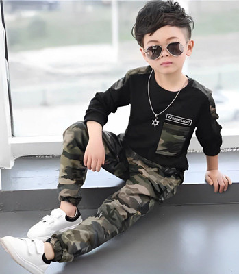 HouseOfCommon Boys Casual Sweatshirt Track Pants(Black)