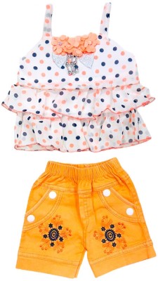 Elegant Closet Baby Girls Casual Top Shorts(Orange)