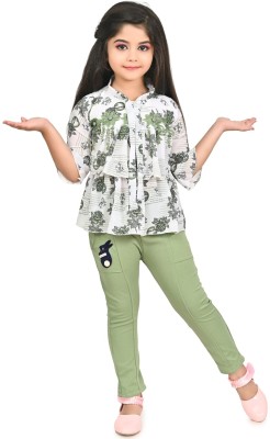 MEHZIN Girls Party(Festive) Top Pant(Green)