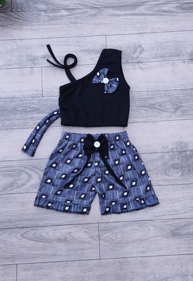 tony fashion Baby Girls Casual Top Shorts(BLACK)