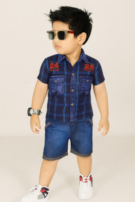 Fashioncore Boys Captain America Casual Shirt Shorts(Green)