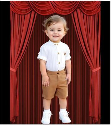 Riyannshi Boys Casual Shirt Pant(Brown)