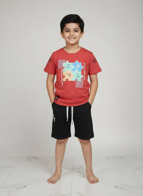 Aziz Collection Boys Party(Festive) T-shirt Jeans(Red)