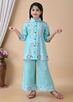 Fizacreation Girls Party(Festive) Dress Pyjama(Blue)