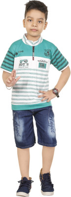 LUCII Boys Casual T-shirt Shorts(Green)
