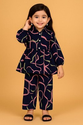 Reabal Girls Casual Top Pant(BLACK)