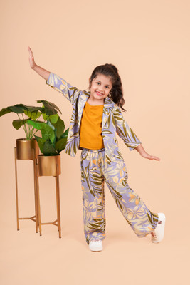 PUREKIDDO Girls Casual Blazer Top, Pant(Multi color)