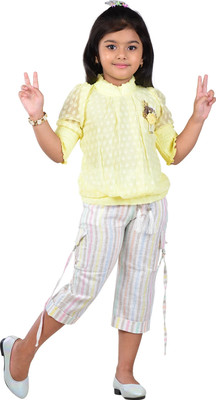Worton Fashion Baby Girls Party(Festive) Top Capri(Yellow)
