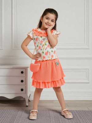 HALDER Baby Girls Casual Top Skirt(Coral Chantilly)