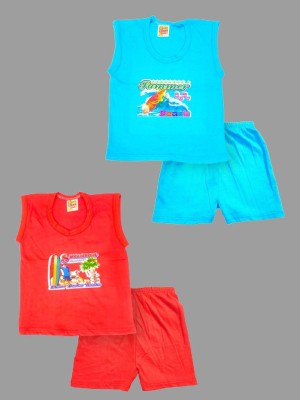 FASHIONNEXTGEN Baby Boys & Baby Girls Casual T-shirt Shorts(Blue)
