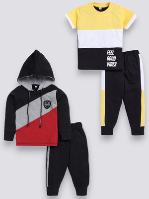 carrydreams Boys & Girls Casual T-shirt Trouser(YELLOW_MAROON)