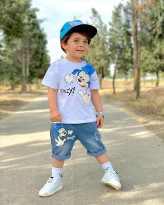SRP COLLECTION Baby Boys & Baby Girls Mickey Casual T-shirt Shorts(Blue, White)