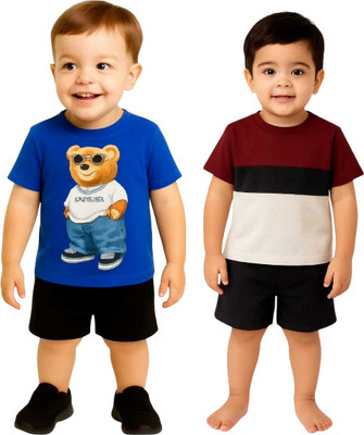 SEGRO Baby Boys & Baby Girls Casual T-shirt Shorts(ROYAL, MEHROON)