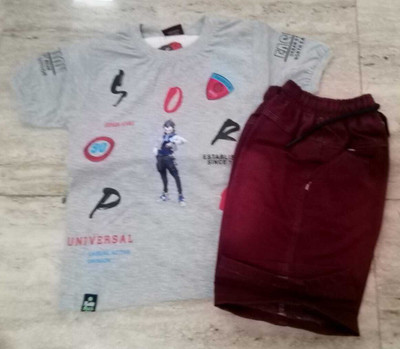 Floweraura Baby Boys Casual T-shirt T-shirt, Pant(GREY, maroon)