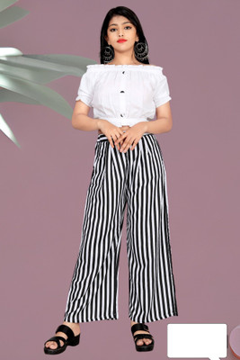 LEERUKA Girls Party(Festive) Top Trouser(black white)