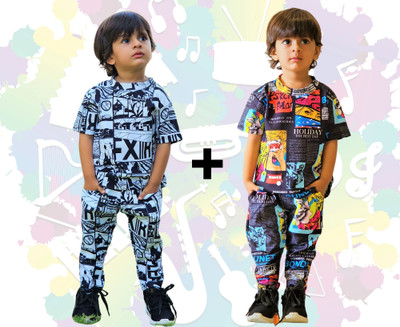 JEKESHVI Baby Boys Casual T-shirt Track Pants(M-COMBO(2))