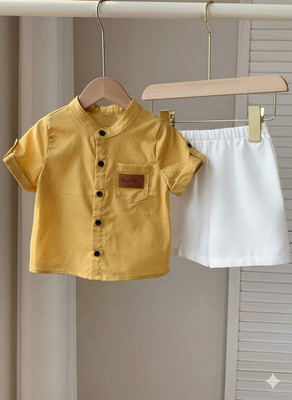 Ruturaj Baby Boys Casual Shirt Shorts(YELLOW)
