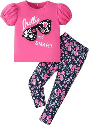 KEESOR Baby Girls Casual T-shirt Pant(ROSE)