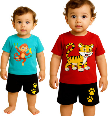 SEGRO Baby Boys & Baby Girls Casual T-shirt Shorts(MINT, RED)