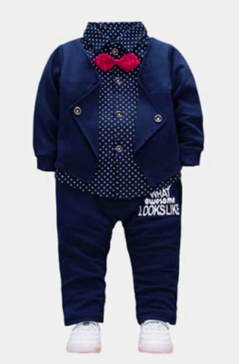 KHODIYAR FASHION Boys Party(Festive) Shirt Pant, Jacket, Bow Tie(DARK BLUE)