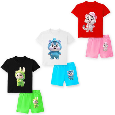 Lavi-Tavi Baby Boys & Baby Girls Disney Princess Casual T-shirt Shorts(Combo 2)