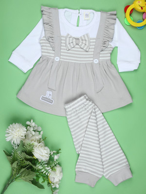 V-MART Baby Girls Casual Dress Legging(Grey)