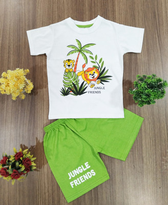 Mondal Creation Baby Boys & Baby Girls Jungle Book Casual T-shirt Shorts(Light green)